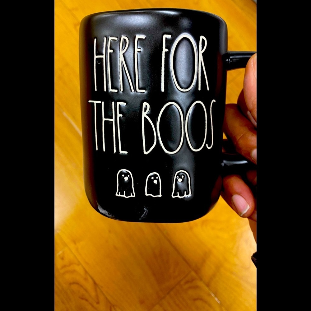 Rae Dunn “Here for the Boos” Halloween spirited coffee mug.